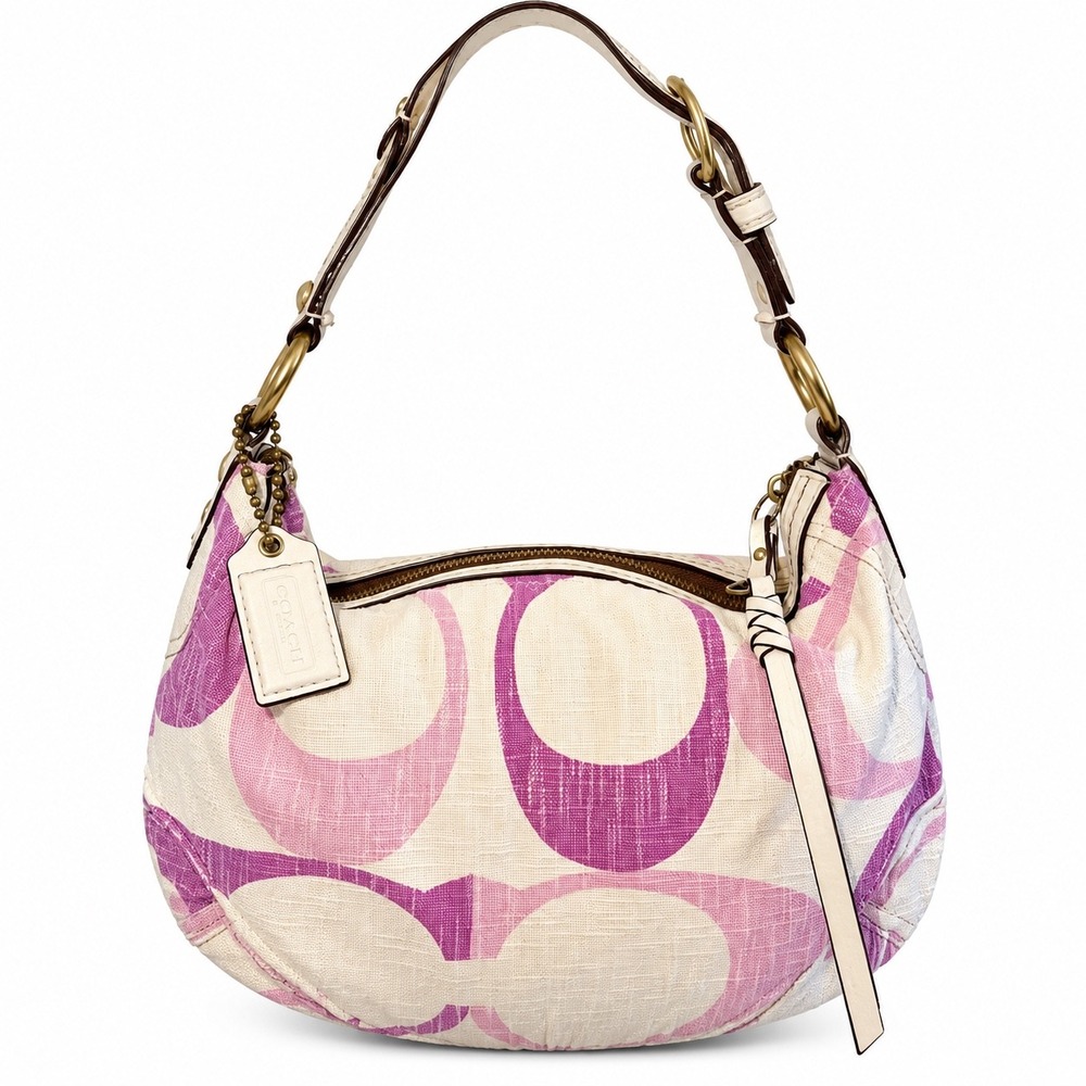 Coach Soho Signature Hobo Bag 11858 Pink Cream Y2K Braided Strap Vintage